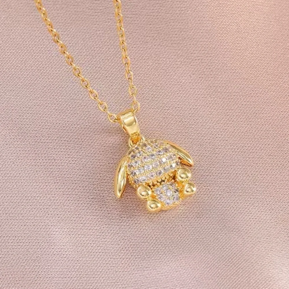 18K Gold 3D Pochacco Pave Diamond Pendant Necklace Sanrio Hello Kitty Kawaii